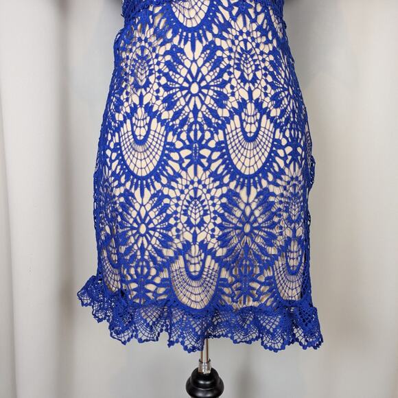 Hidden Label Short Sleeve Lace Shift Dress Blue Size M - Picture 10 of 16